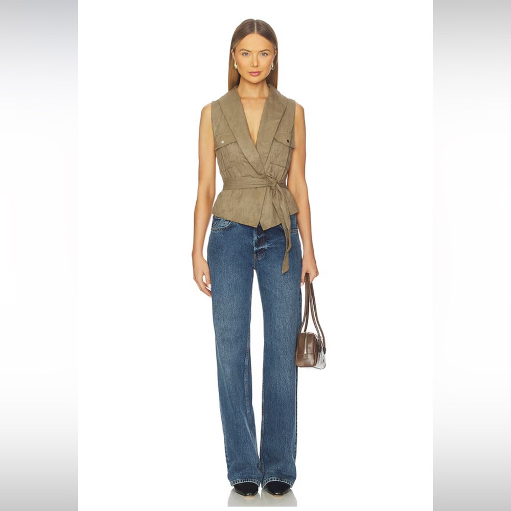 Revolve More To Come Aaliyah Faux Suede Vest in Dark Olive - NWT - Picture 4 of 10